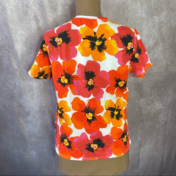 Lands End 100% Cotton Bright Floral Short Sleeve Tee NWT Sizes Medium & Large - Picture 4 of 9